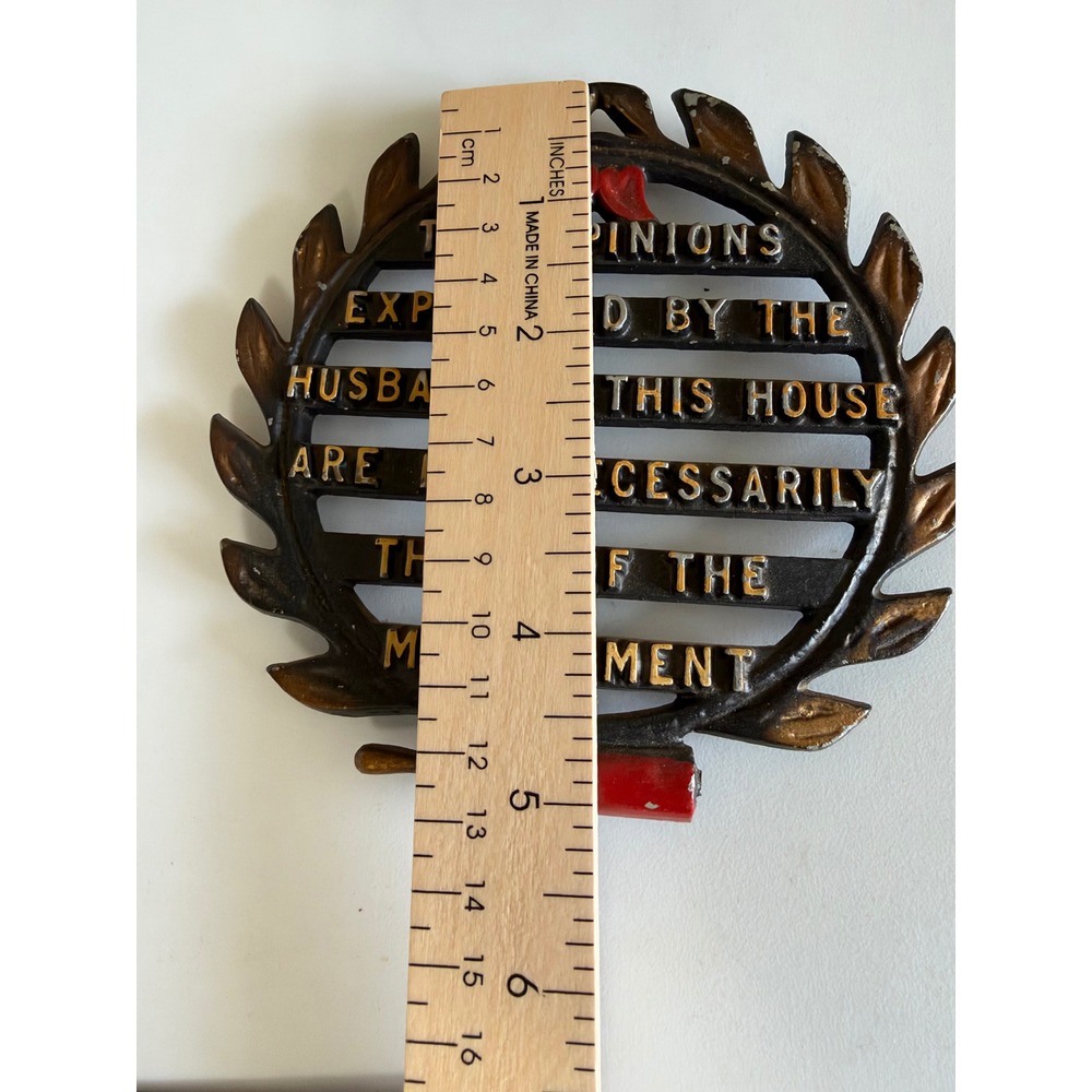 Vintage Cast Iron Husband Management Funny Marriage Wall Plaque Sign Decor - Picture 3 of 3